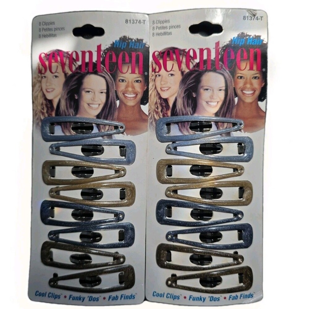 SET OF 2: Vintage 2001 Seventeen Magazine "Hip Hair" Snap Clips - Deadstock Y2K